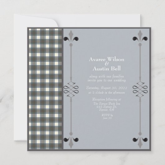 Stewart Blue Dress Tartan Weddenschap Kaart (Voorkant)