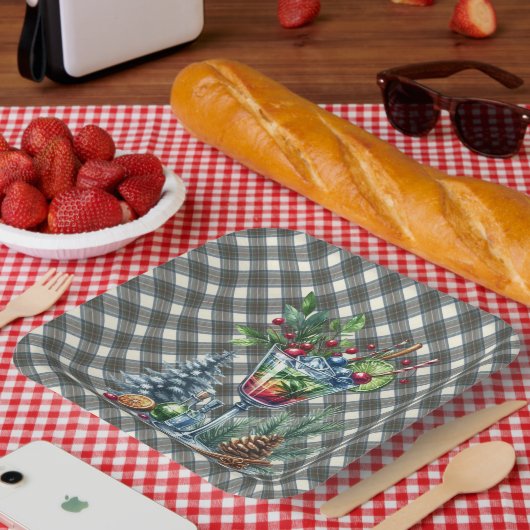 Stewart Blue Scottish Tartan Christmas Paper Plate Papieren Bordje (Picknick)