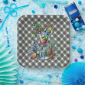 Stewart Blue Scottish Tartan Christmas Paper Plate Papieren Bordje (Feest)