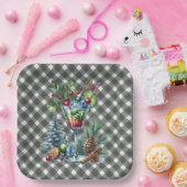 Stewart Blue Scottish Tartan Christmas Paper Plate Papieren Bordje (Feest)