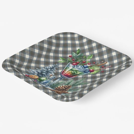 Stewart Blue Scottish Tartan Christmas Paper Plate Papieren Bordje (Gebogen)