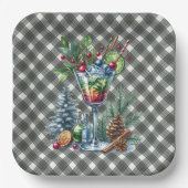 Stewart Blue Scottish Tartan Christmas Paper Plate Papieren Bordje (Voorkant)