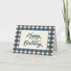 Stewart Blue Tartan Birthday Kaart