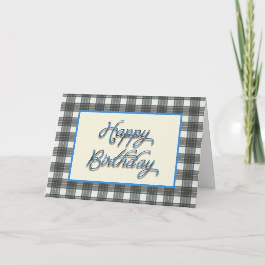 Stewart Blue Tartan Birthday Kaart (Voorkant)