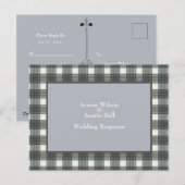 Stewart Blue Tartan Trouwantwoord Briefkaart (Voorkant / Achterkant)