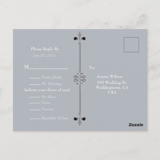 Stewart Blue Tartan Trouwantwoord Briefkaart (Achterkant)