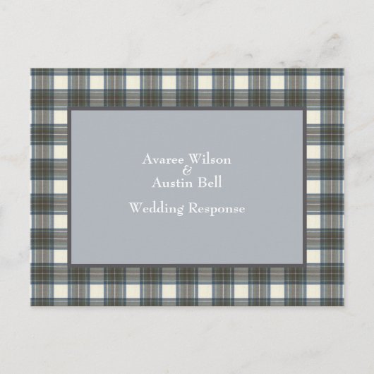 Stewart Blue Tartan Trouwantwoord Briefkaart (Voorkant)