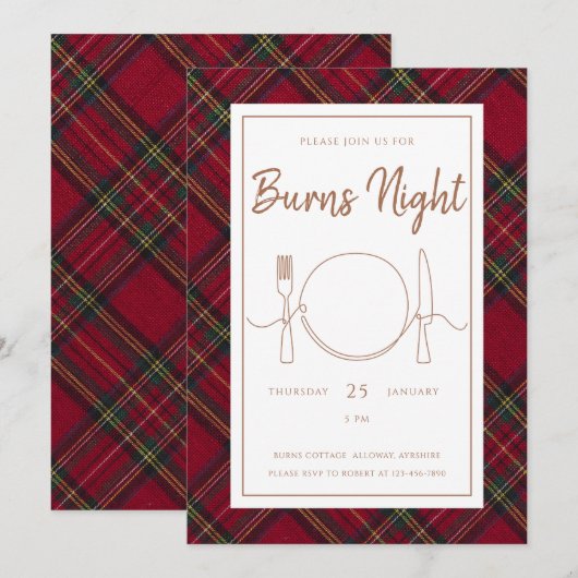 Stewart Burns Night Invitation Kaart (Voorkant / Achterkant)