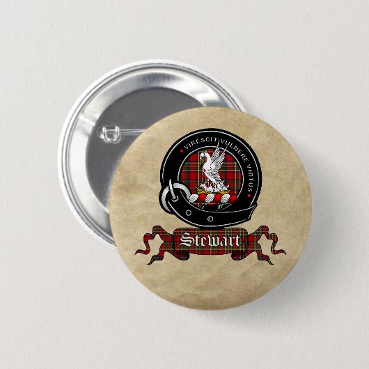 Stewart Clan Badge Buttonnen Ronde Button 5,7 Cm (Voorkant /achterkant)