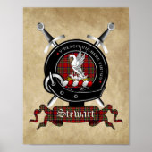 Stewart Clan badge & Tartan 8,5x11 Poster (Voorkant)