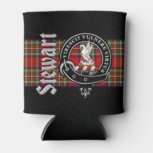 Stewart Clan Badge & Tartan Blikjeskoeler (Voorkant)