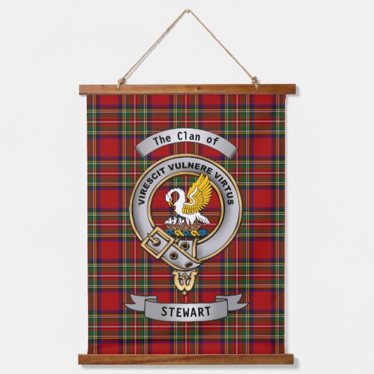 Stewart Clan Badge & Tartan Hangend Wandkleed (Voorkant)