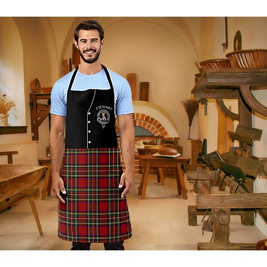 Stewart Clan Badge & Tartan Kilt Apron Schort