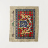 Stewart Clan Badge & Tartan met luonen Wandkleed (Voorkant)