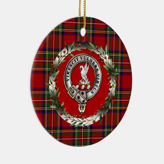Stewart Clan Badge & Tartan Personalized Xmas Keramisch Ornament (Rechts)