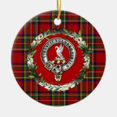 Stewart Clan Badge & Tartan Personalized Xmas Keramisch Ornament (Voorkant)