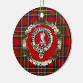 Stewart Clan Badge & Tartan Personalized Xmas Keramisch Ornament (Links)