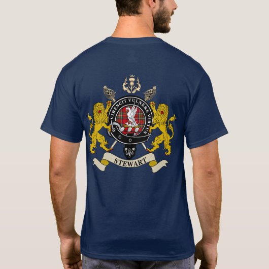 Stewart Clan Badge Tartan & Swords T-shirt (Achterkant)