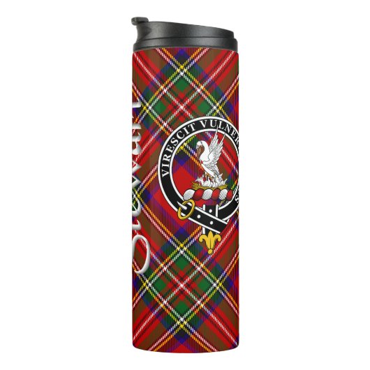Stewart Clan Badge & Tartan Thermosbeker (Geroteerd rechts)