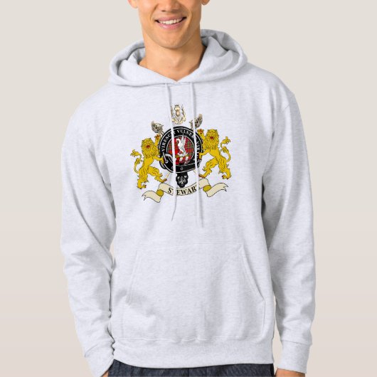 Stewart Clan Badge & Tartan w/Motto Hoodie (Voorkant)