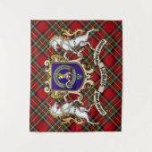 Stewart Clan Badge & Unicorns met Tartan Wandkleed (Voorkant)