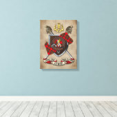 Stewart Clan badge W/Geboste Zwaarden Canvas Afdruk (Insitu (Houten vloer))