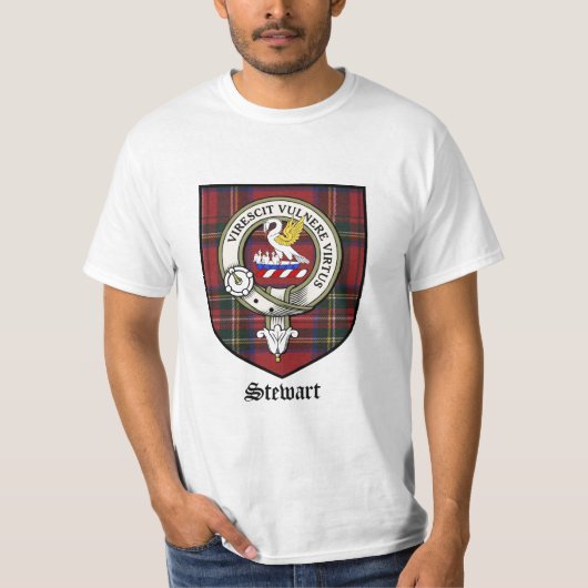 Stewart Clan Crest Badge Tartan T-shirt (Voorkant)