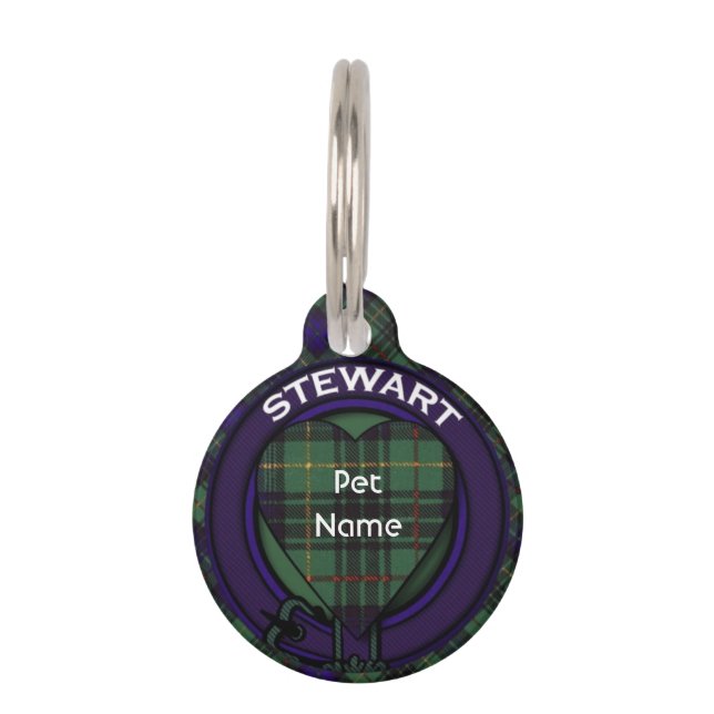 Stewart clan Hunting Pset Scottish tartan Huisdierpenning (Voorkant)
