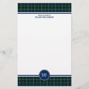 Stewart Clan Hunting Tartan Green Pset Monogram Briefpapier