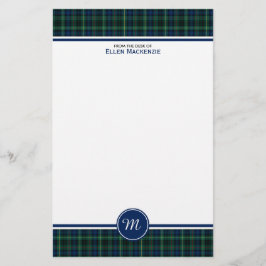 Stewart Clan Jacht Tartan Groen Plaid Monogram Briefpapier