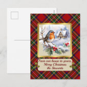 Stewart Crest & Tartan w/Robin Feestdagenkaart (Voorkant / Achterkant)