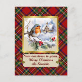 Stewart Crest & Tartan w/Robin Feestdagenkaart (Voorkant)