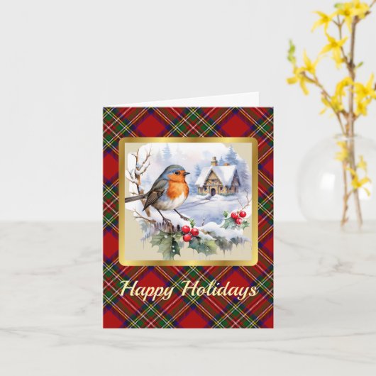 Stewart Crest & Tartan w/Robin Gepersonaliseerde X Kaart (Gele Bloem)