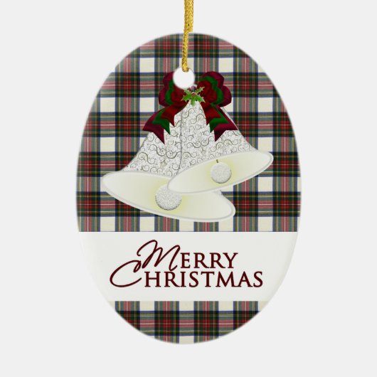 Stewart Dress Clan Tartan en Motto Keramisch Ornament (Voorkant)