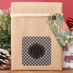 Stewart Dress Modern Schotse Tartan Kerstmis Vierkante Sticker