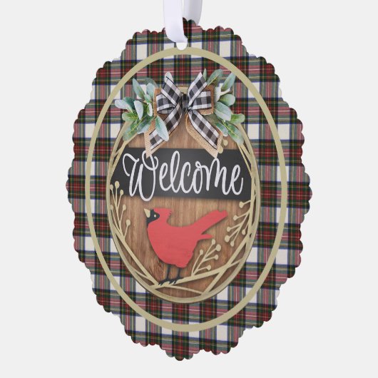 Stewart Dress Modern Scottish Tartan Kerstmis Ornament Kaart (Links)