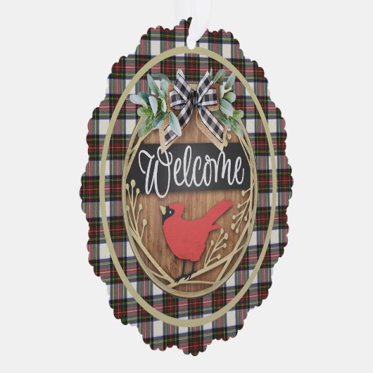 Stewart Dress Modern Scottish Tartan Kerstmis Ornament Kaart (Rechts)