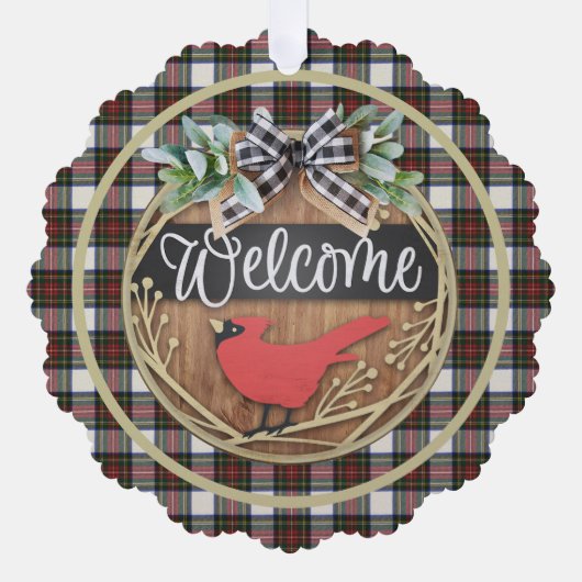 Stewart Dress Modern Scottish Tartan Kerstmis Ornament Kaart (Voorkant)