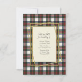 Stewart Dress Modern Tartan Met Gouden Lijst  Save The Date (Voorkant)