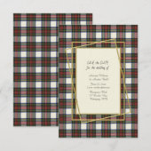 Stewart Dress Modern Tartan Met Gouden Lijst Save The Date (Voorkant / Achterkant)