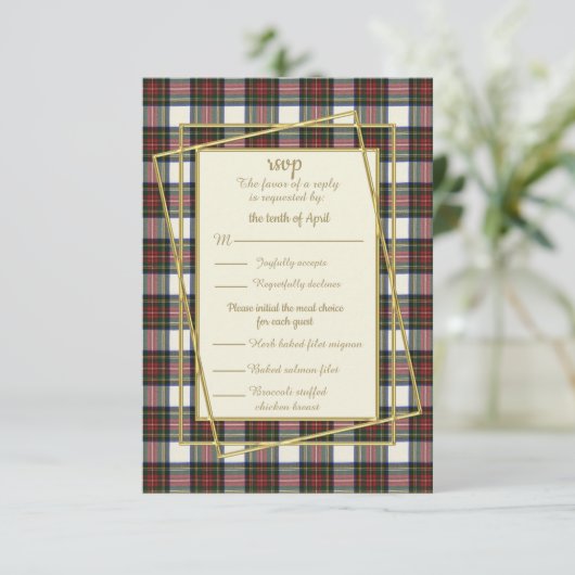 Stewart Dress Modern Tartan Response Kaart (Staand voorkant)