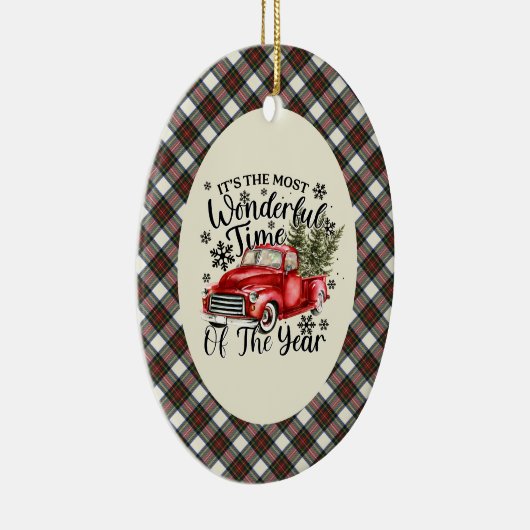 Stewart Dress  Tartan Most Wonderful Time Christma Keramisch Ornament (Rechts)