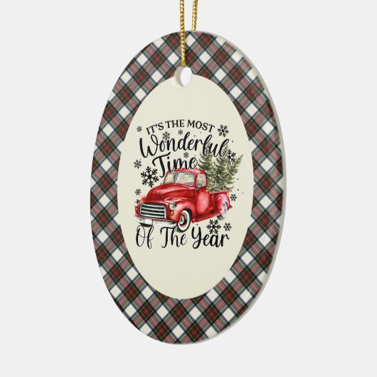 Stewart Dress  Tartan Most Wonderful Time Christma Keramisch Ornament (Links)