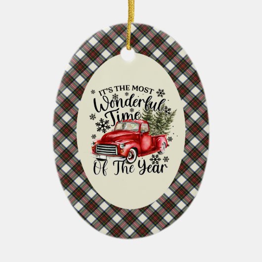 Stewart Dress  Tartan Most Wonderful Time Christma Keramisch Ornament (Voorkant)
