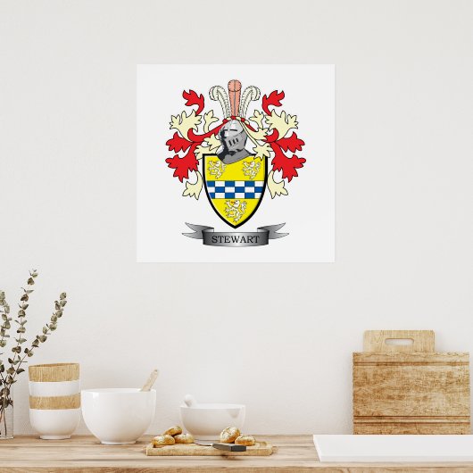 Stewart Family Crest Coat. Poster (Keuken)