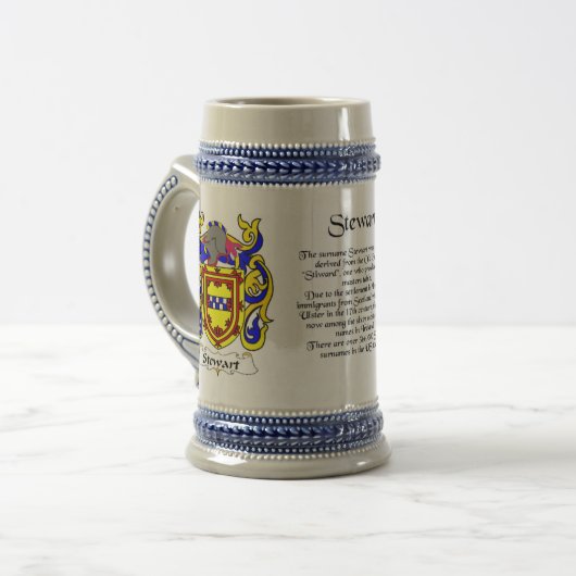 Stewart Family Crest stein Bierpul (Voorkant links)