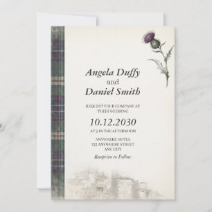 Stewart Hunting Tartan Distel Uitnodiging