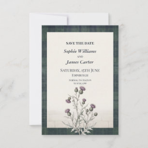 Stewart Hunting Tartan Thistle Save the Date