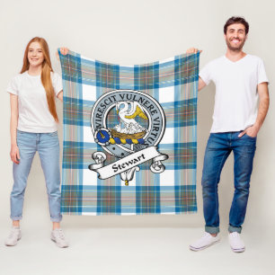 Stewart Muted Blue Clan badge Tartan Fleece Deken
