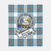 Stewart Muted Blue Clan badge Tartan Fleece Deken (Voorkant)